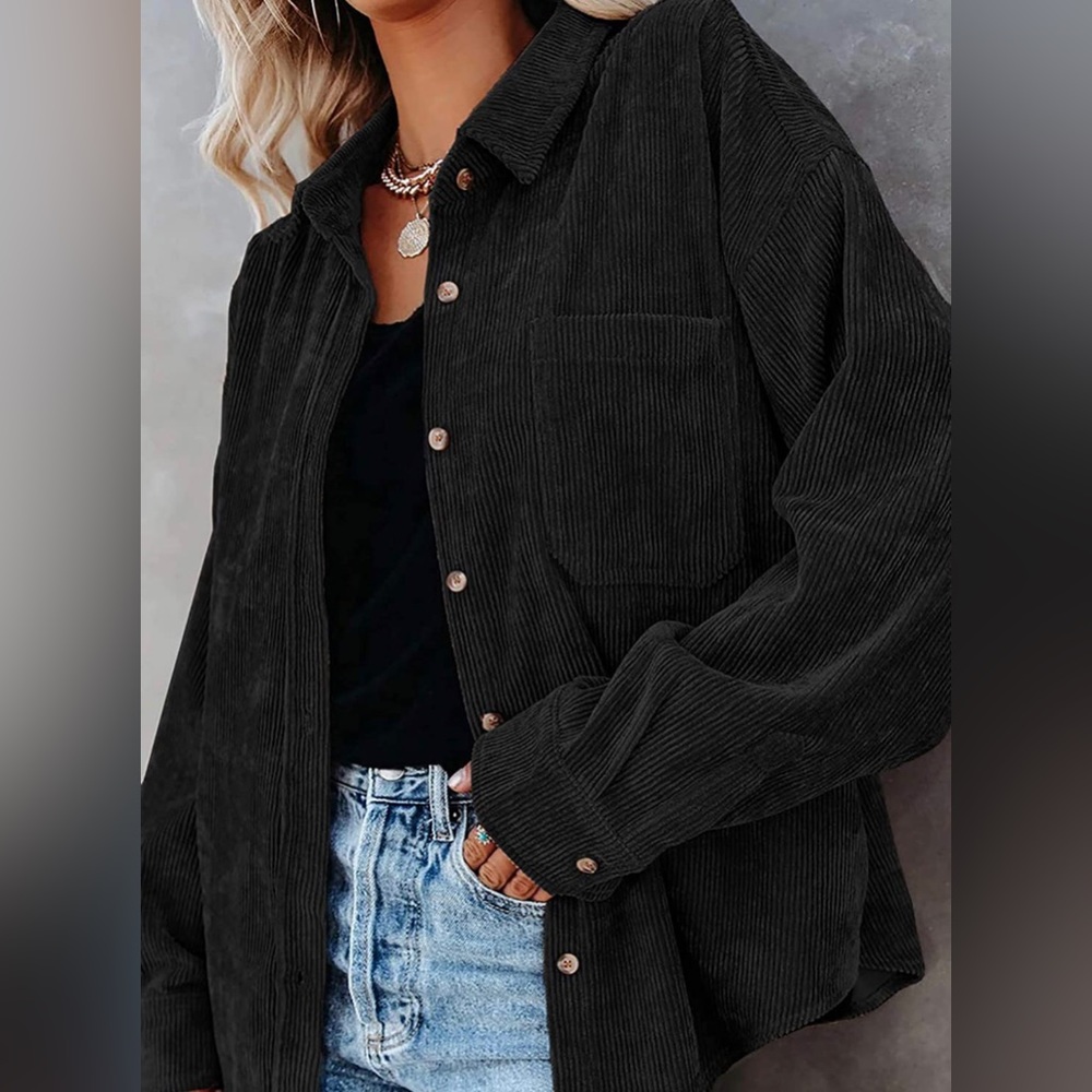 Corduroy Black Button Down Shirt